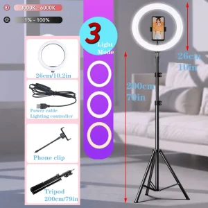 10" LED Selfie Ring Fill Light Dimmable.